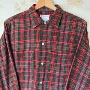 Vintage 60s Shadow Plaid Flannel | Ely Walker | Wool Blend | Grunge | Size M